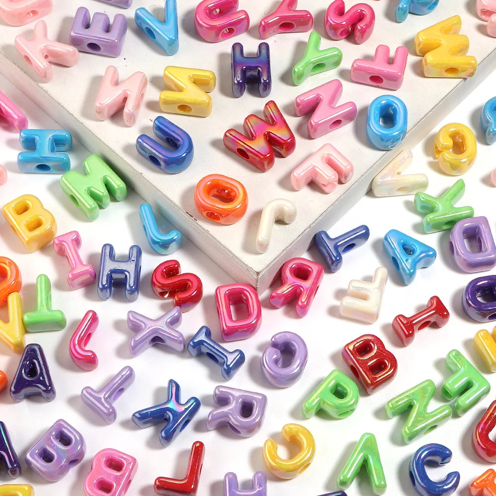 AB Iridescent Alphabet Acrylic Beads – DIY Jewelry Making Alphabet Acrylic Beads PLUSH