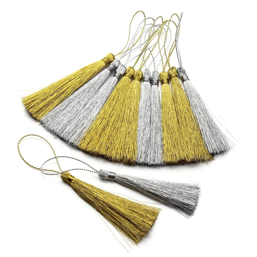 30pcs Silky Rayon Tassels Gold Silver DIY Jewelry Making Jewelry Making Tassels PLUSH