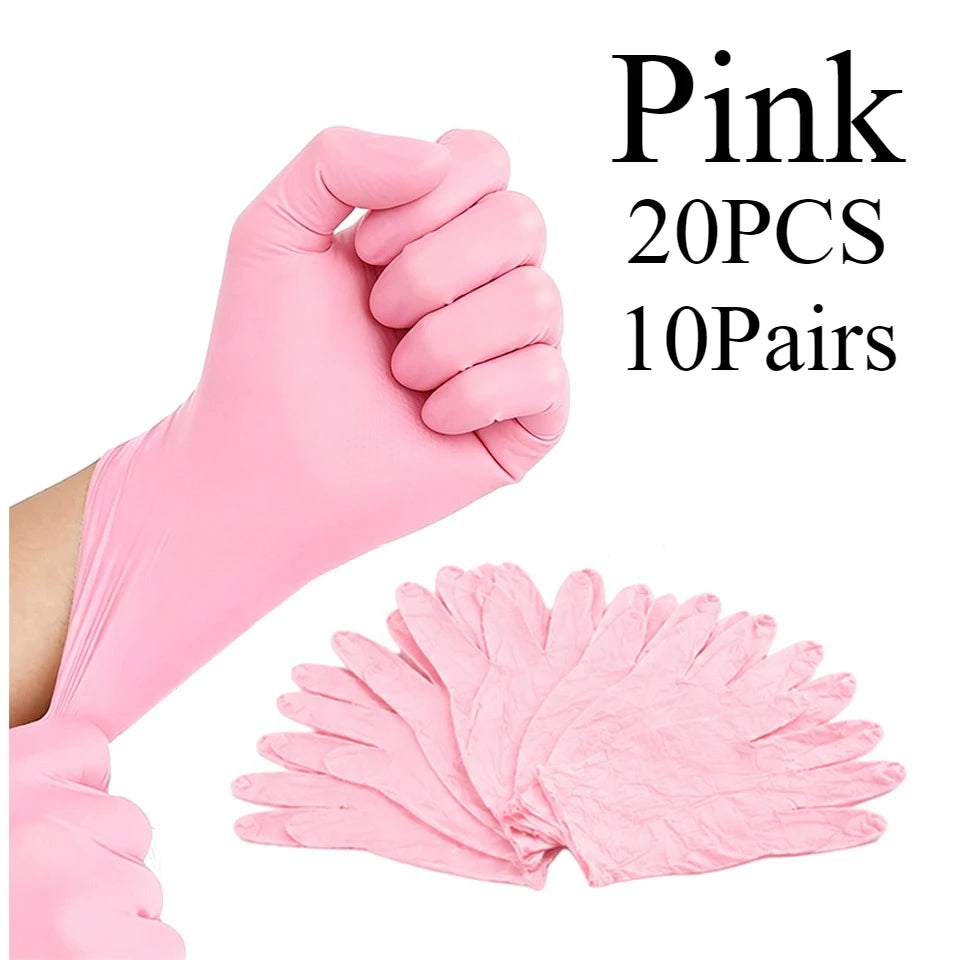 Pink Disposable Nitrile Gloves Latex Free | 20/50/100 Pack Disposable Cleaning Gloves PLUSH 20PCS 1 L