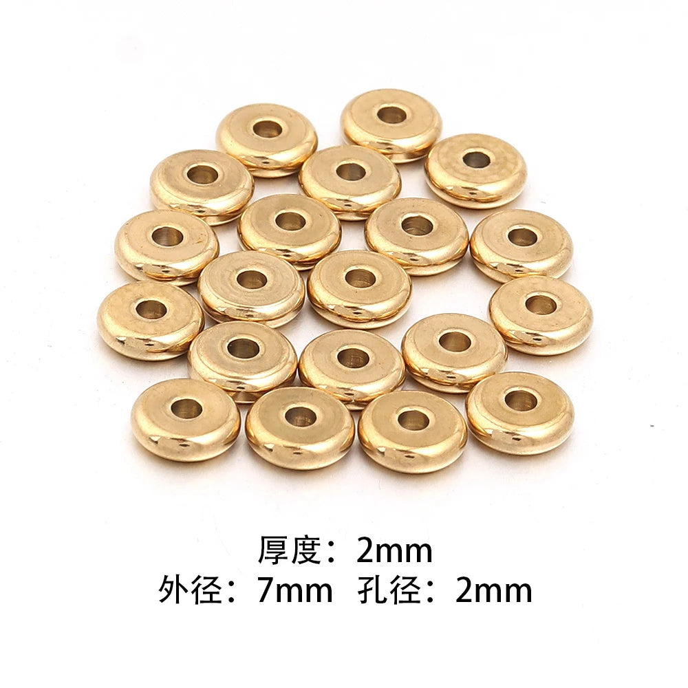 Stainless Steel Flat Disc Spacer Beads Gold Silver – 20-50pcs Jewelry Spacer Beads PLUSH Gold 7x2mm 20pcs