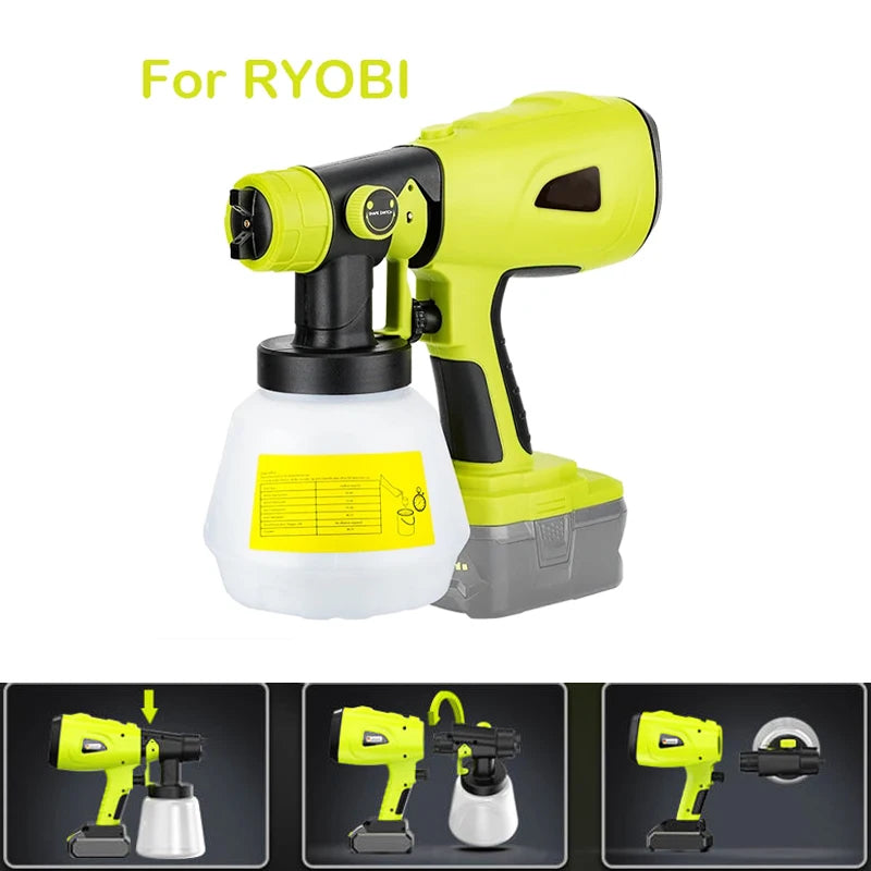 ZUIDID 800ML Cordless Paint Sprayer for RYOBI 18V Battery 200W Cordless Paint Sprayer PLUSH