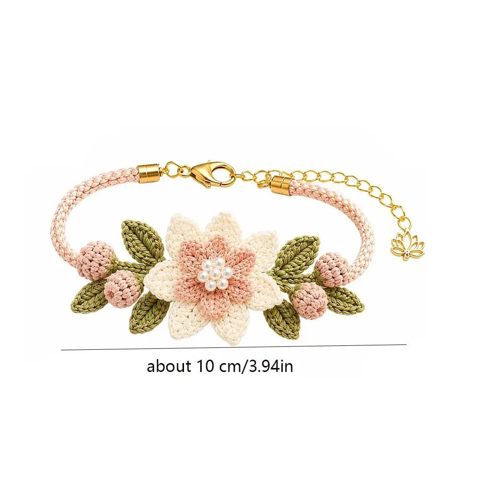 Botanical DIY Crochet Bracelet Kit – Beginner Friendly Craft DIY Crochet Kit PLUSH