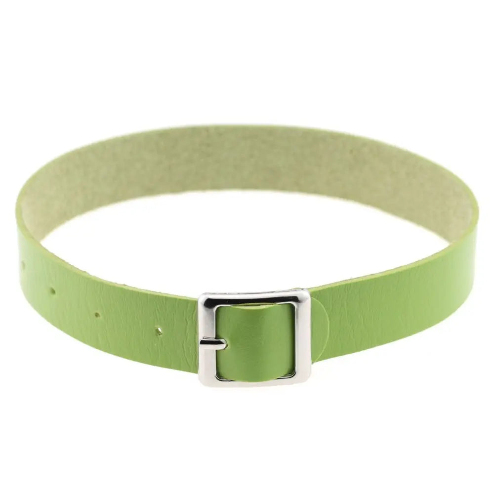 Gothic Harajuku PU Leather Buckle Choker Collar Necklace Choker Collar Necklace PLUSH green