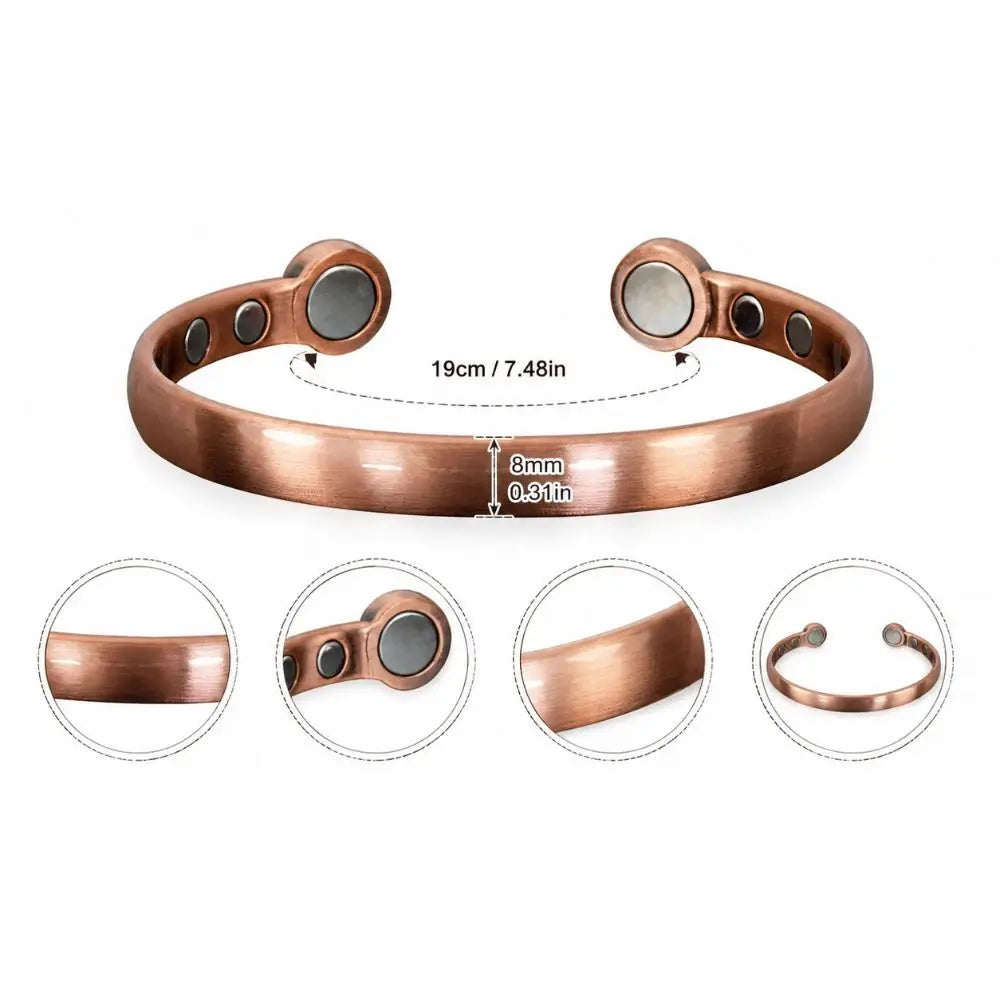 Retro Magnetic Cuff Bracelet & Ring Set – Unisex Alloy Bangle Cuff Bracelet Set PLUSH