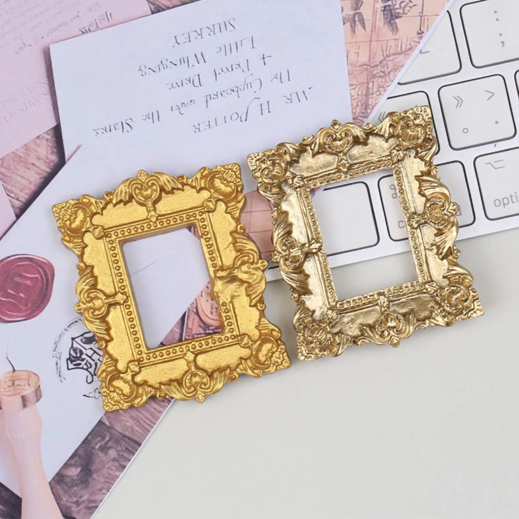 Mini Baroque Gold Resin Picture Frames Set of 5 | Desk Décor Mini Picture Frames PLUSH