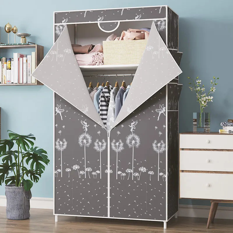 Steel Pipe Reinforced Hanging Wardrobe | Simple Cloth Cabinet Hanging Wardrobe Cabinet PLUSH