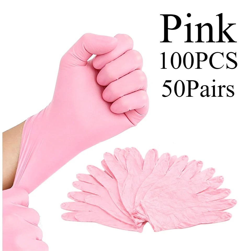 Pink Disposable Nitrile Gloves Latex Free | 20/50/100 Pack Disposable Cleaning Gloves PLUSH 20PCS L