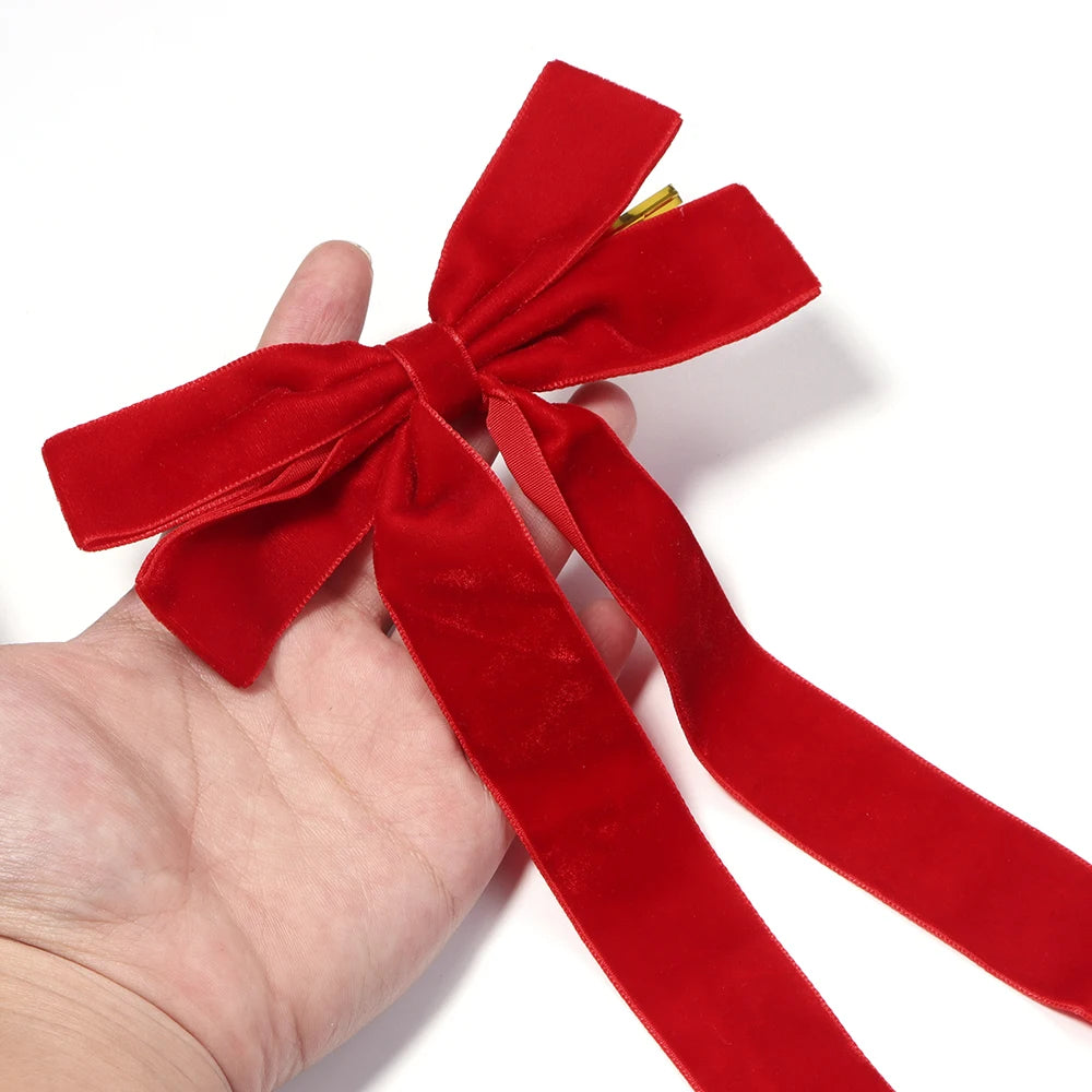 2pcs Velvet Bow with Twist Tie – Christmas & Party Décor Decorative Bow PLUSH