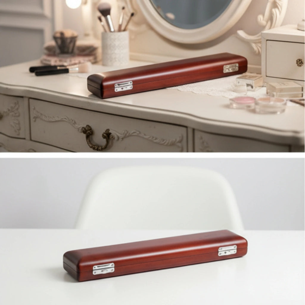 Solid Wood Flute Case with Metal Latches – Compact & Sturdy Flute Carrying Case PLUSH