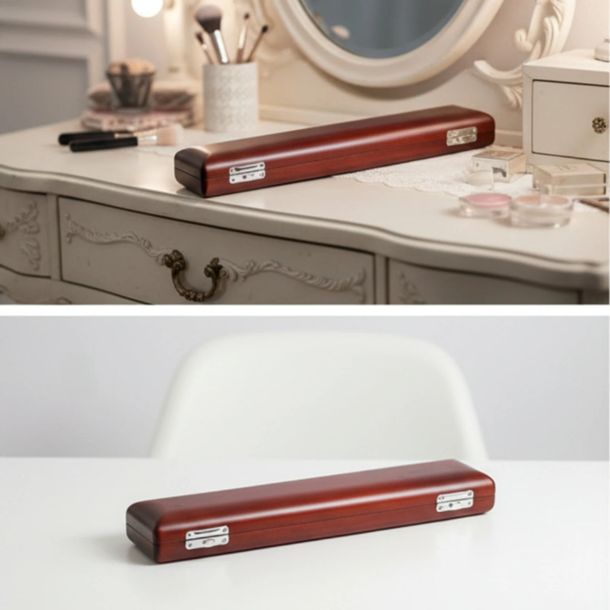 Solid Wood Flute Case with Metal Latches – Compact & Sturdy Flute Carrying Case PLUSH