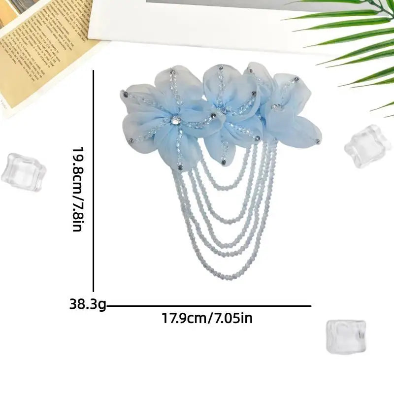 Crystal Chiffon Flower Beaded Tassel Corsage | DIY Patch Beaded Flower Corsage PLUSH A2