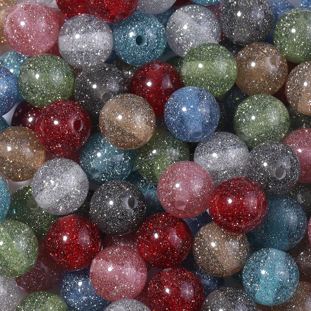 20pcs Gypsophila Resin Beads – Colorful Sparkle Round DIY Jewelry Resin Jewelry Beads PLUSH