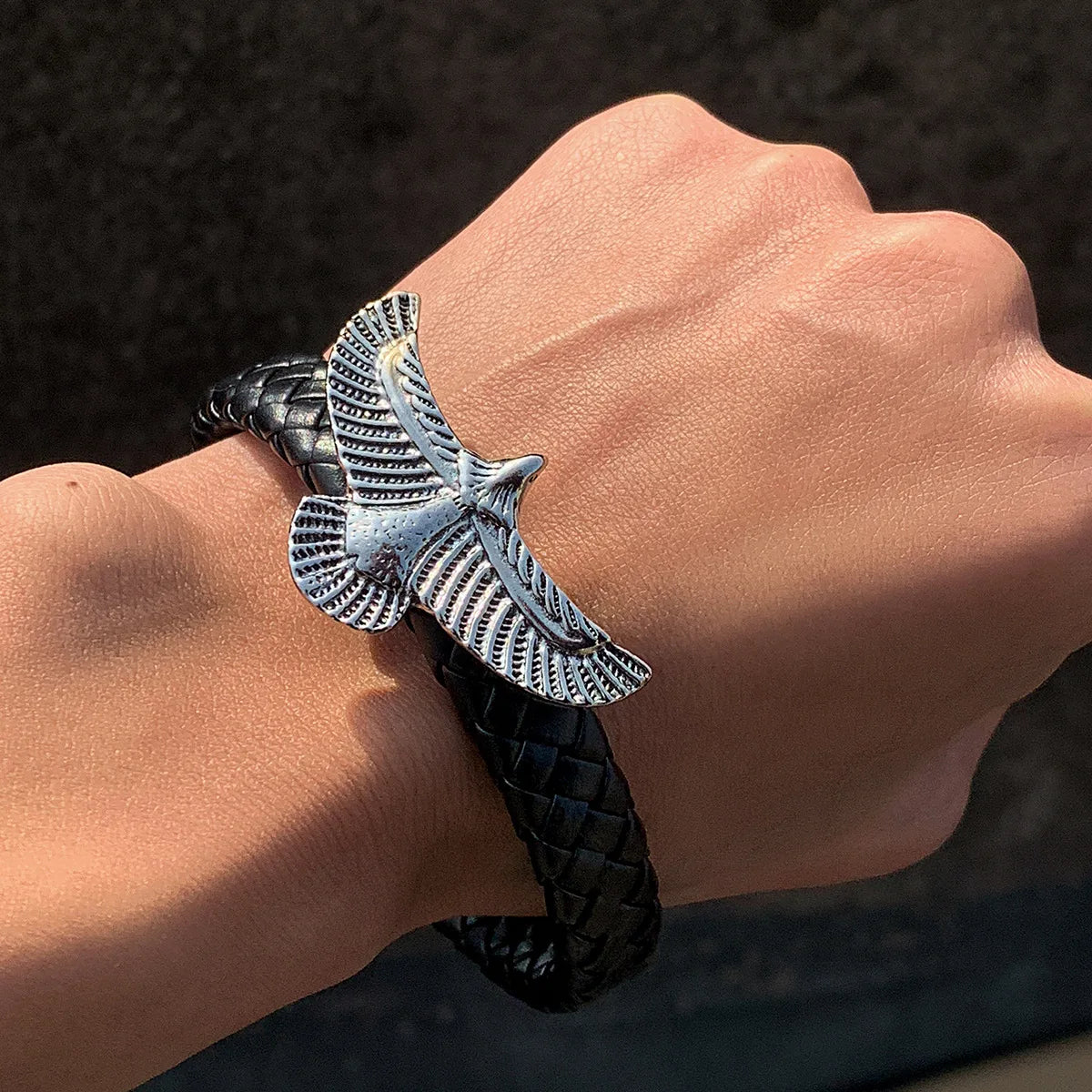 Men's Eagle Leather Charm Bracelet with Magnetic Clasp Charm Bracelet PLUSH