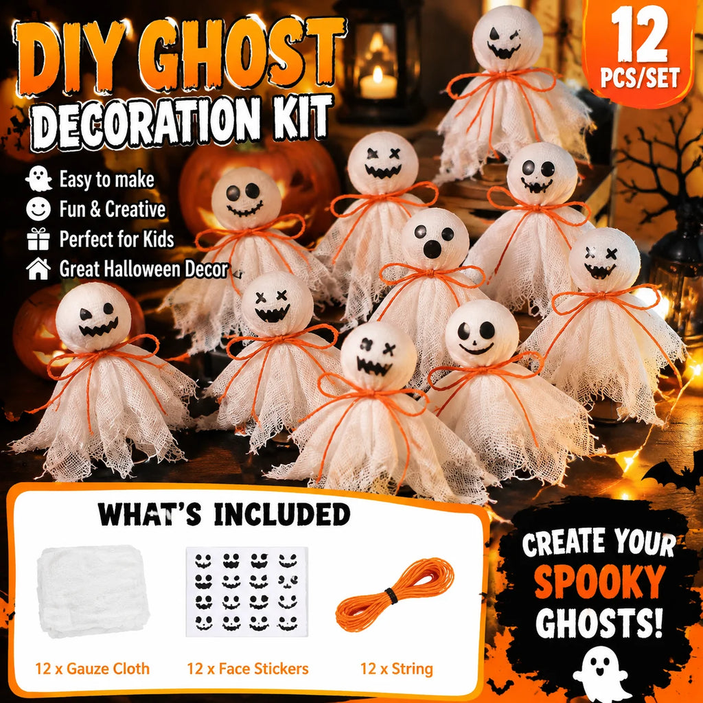 Halloween Ghost DIY Lollipop Craft Kit – Spooky Kids Décor Halloween Craft Kit PLUSH