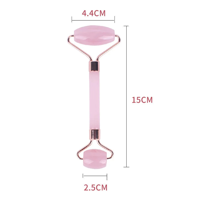 Rose Resin Facial Roller & Gua Sha Massager Set | Pink Facial Massage Set PLUSH Roller Massage