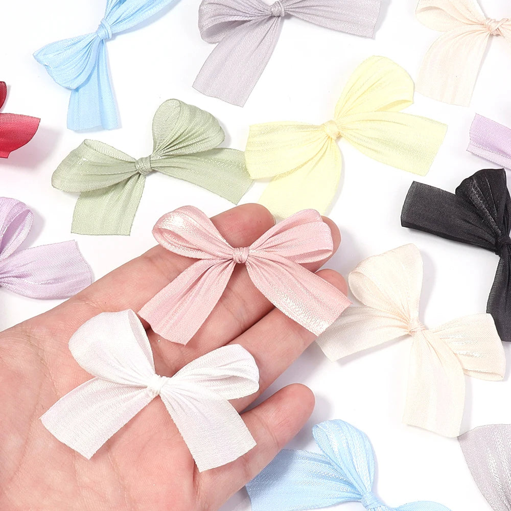 10pcs Pearlescent Polyester Bows – DIY Hair & Jewelry Making Craft Bow Embellishments PLUSH