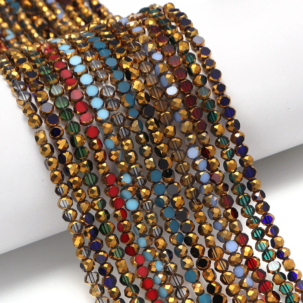Faceted Crystal Glass Beads Gold Rim Flat Round – DIY Jewelry Crystal Glass Beads PLUSH