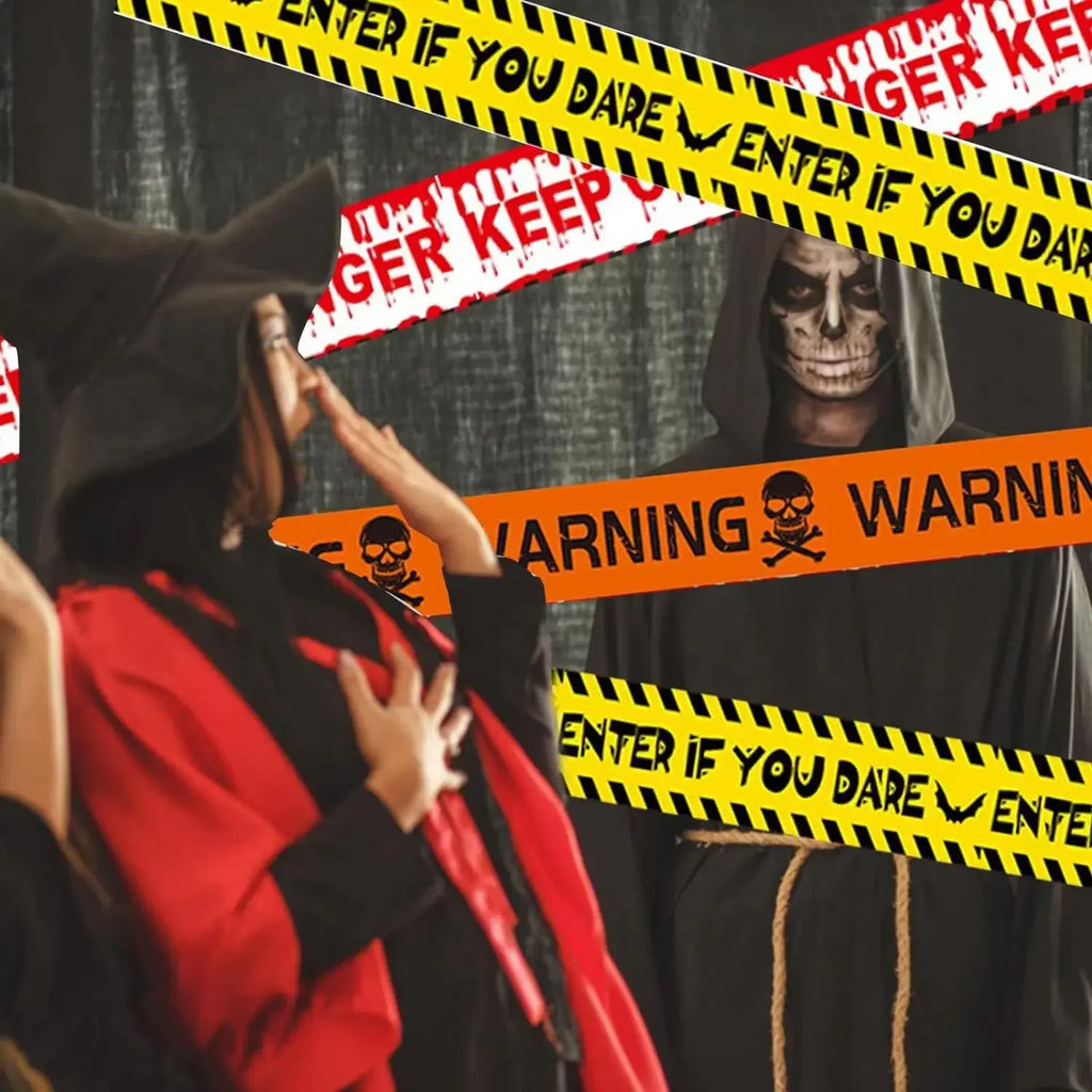 10M Halloween Zombie Caution Warning Tape – Barrier Decoration Halloween Decoration Tape PLUSH