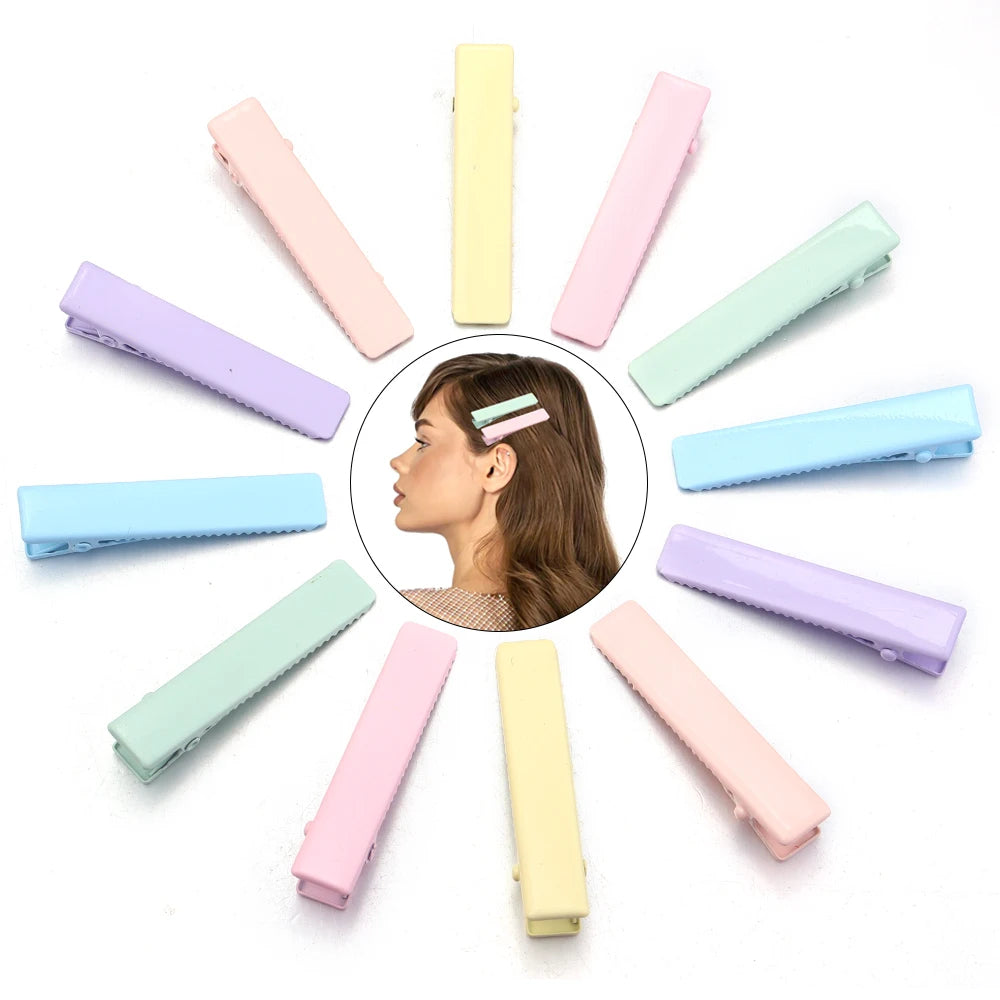 10pcs Macaroon Metal Square Hair Clips 4.8cm DIY Barrette Base Hair Clip Barrettes PLUSH