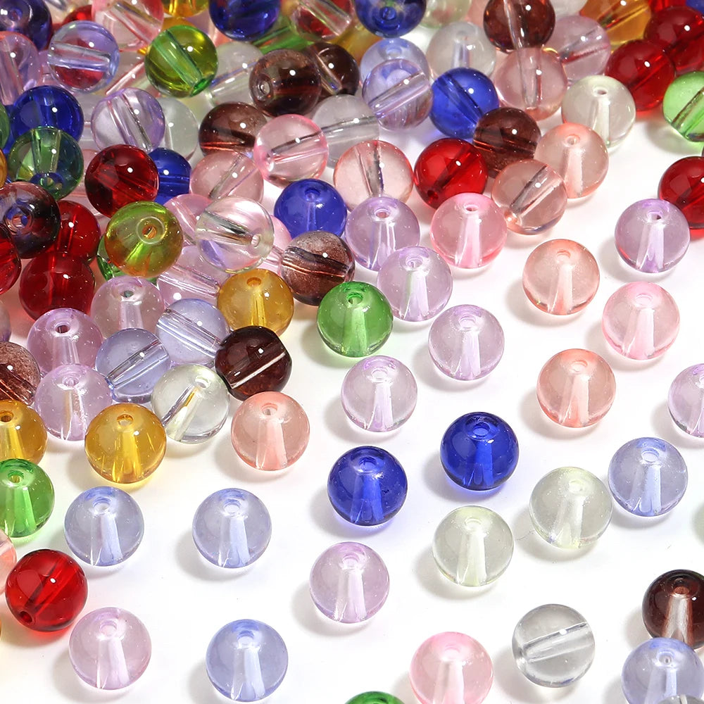 50pcs Colorful Round Glass Crystal Beads – DIY Jewelry Making Glass Craft Beads PLUSH