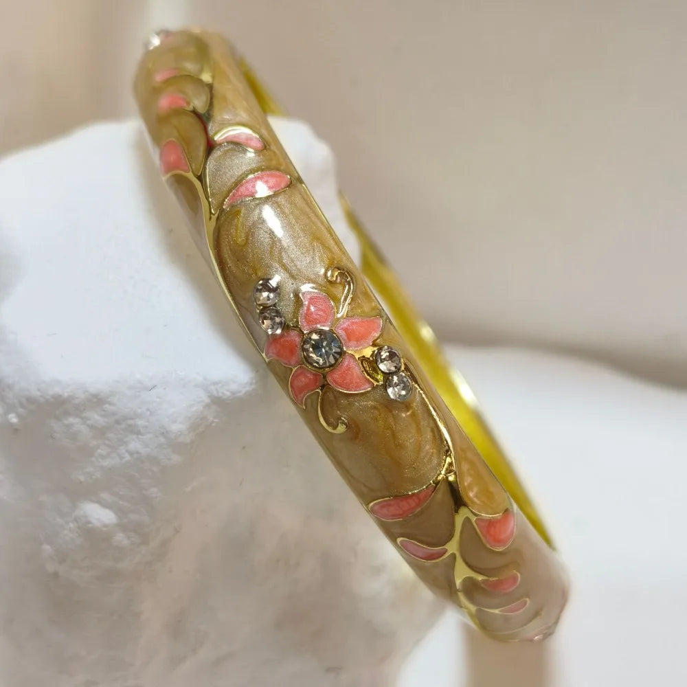 Chinese Cloisonne Enamel Flower Bangle Bracelet for Women Enamel Bangle Bracelet PLUSH 14