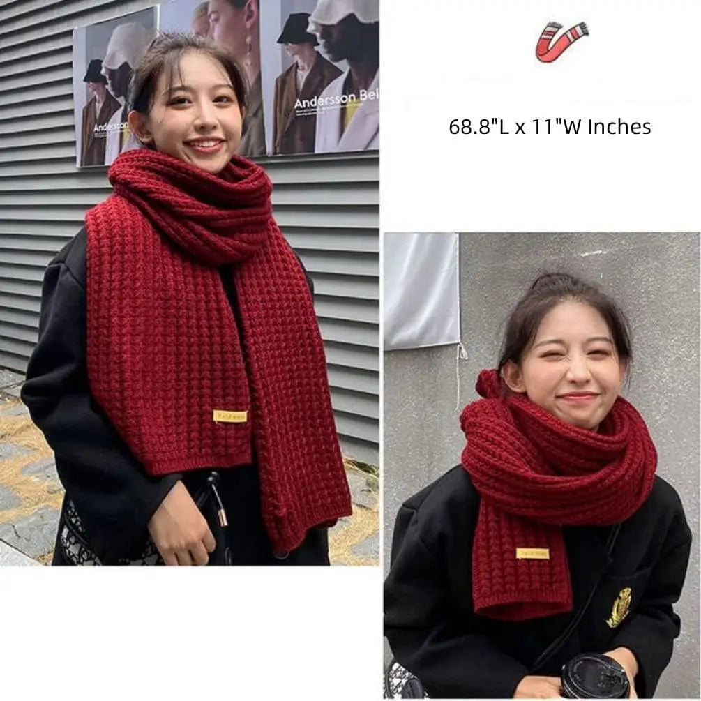 Chunky Knit Winter Scarf Unisex Couple Neck Wrap Set Knitted Winter Scarf PLUSH