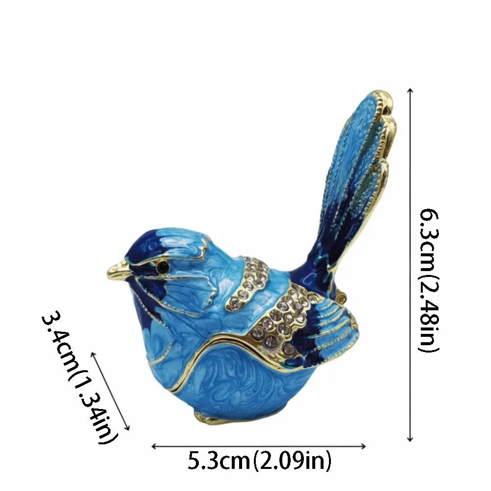 Mini Enamel Bird Trinket Box | Zinc Alloy Animal Figurine Enamel Trinket Box PLUSH