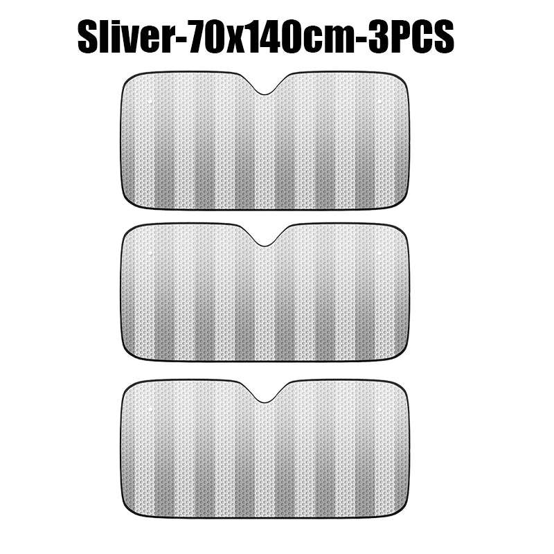 Thickened Aluminium Foil Car Sunshade – UV Front Windshield Cover Car Windshield Sunshade PLUSH 70x140cm 3PCS