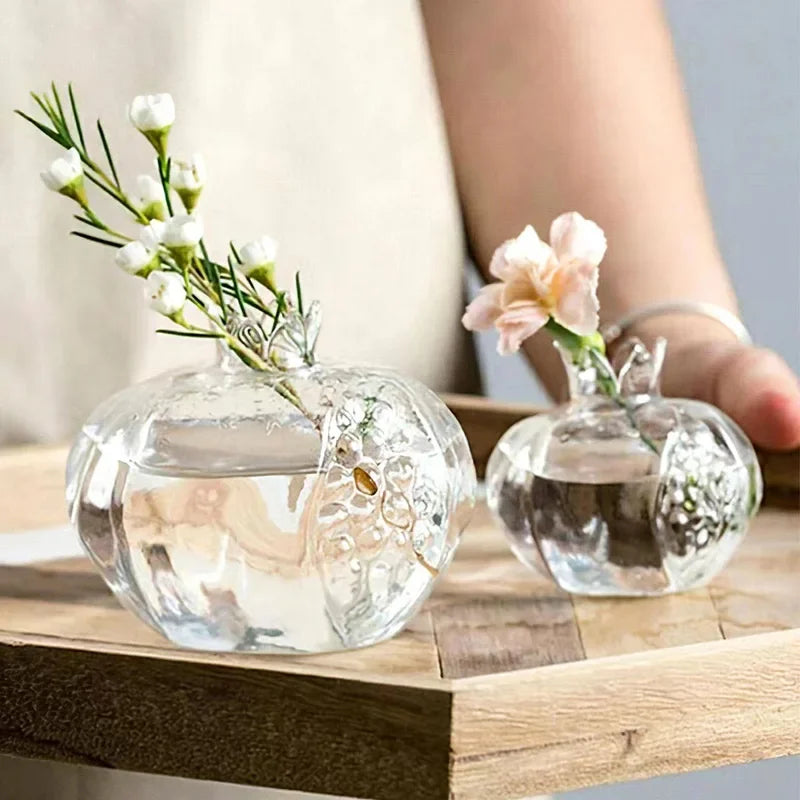 Mini Pomegranate Hand-Blown Glass Vase – Hydroponic Planter Decorative Glass Vase PLUSH