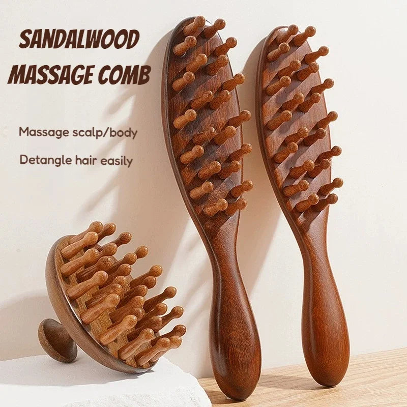 Natural Sandalwood Scalp Massage Comb – Guasha Body Tool Scalp Massage Comb PLUSH