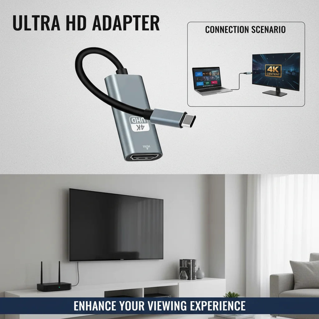 USB-C to HDMI Adapter 4K 30Hz | Type-C HD Projection Cable USB-C HDMI Adapter PLUSH