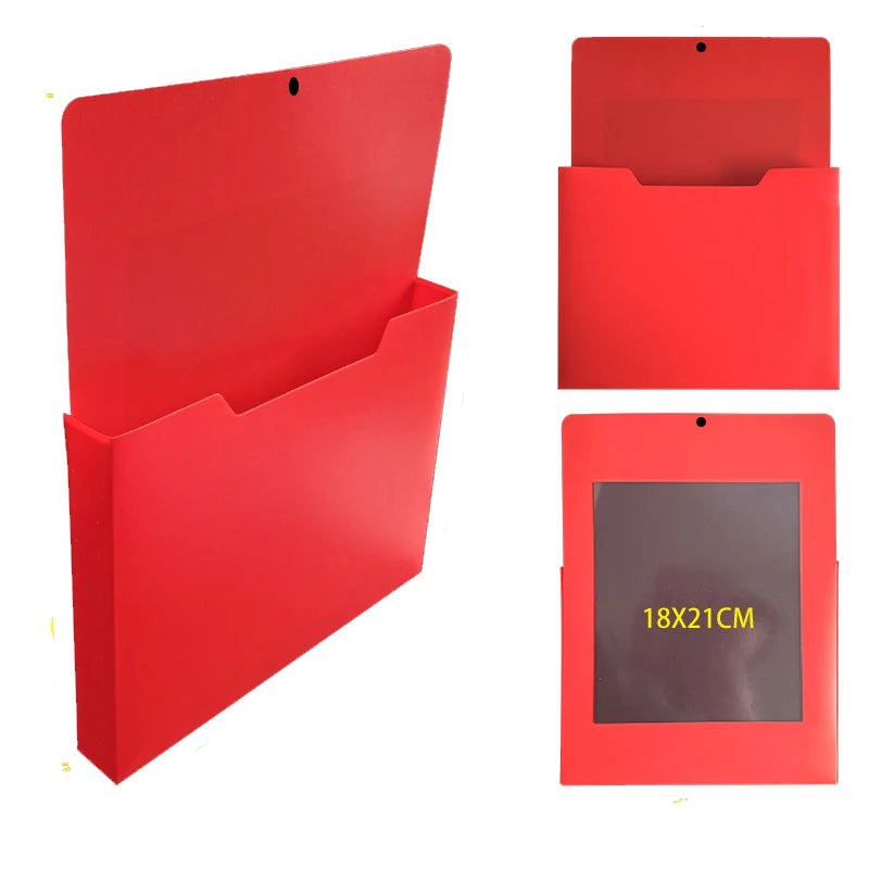 Magnetic Wall Mounted File Box & Document Organizer Rack Wall File Organizer PLUSH Red