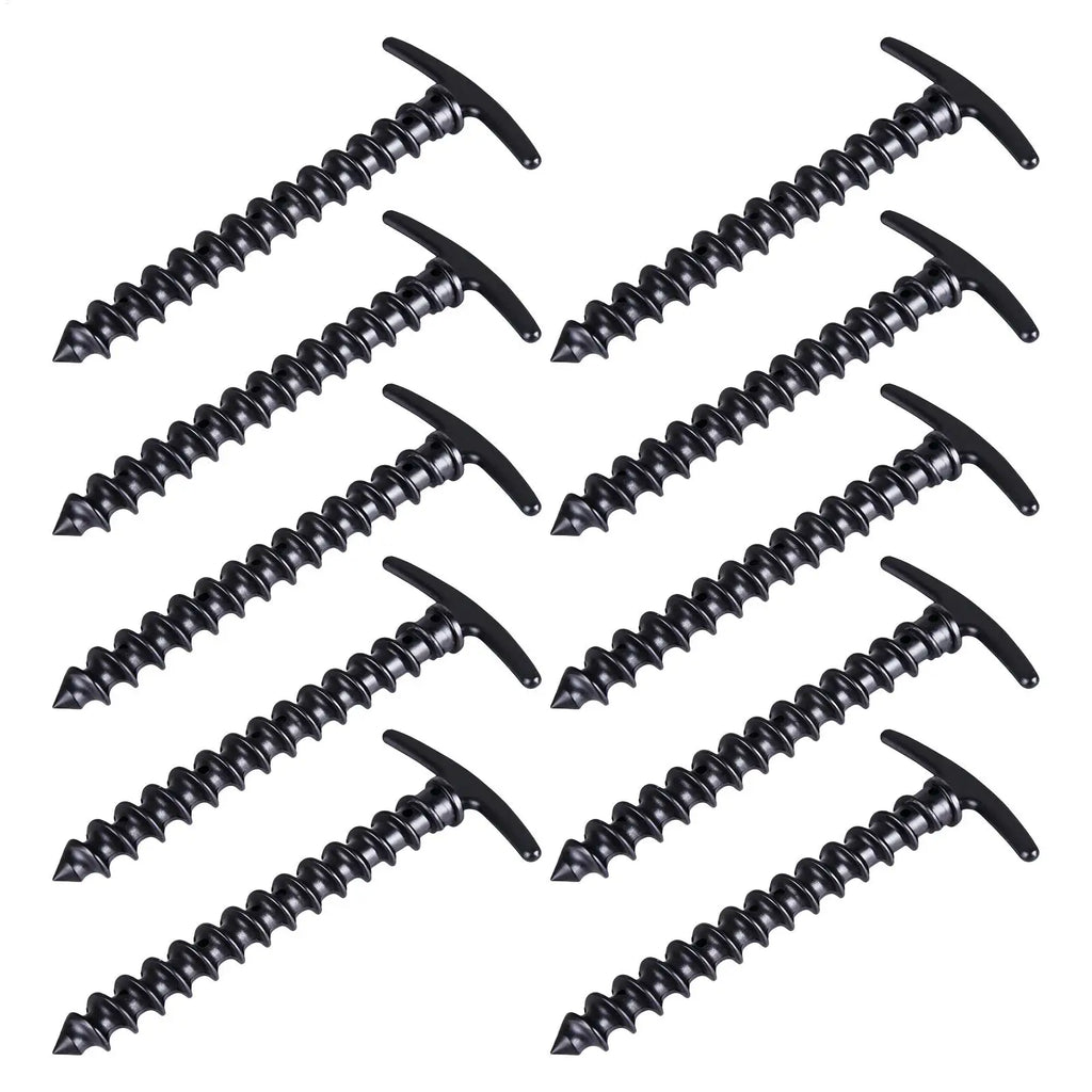10-Pack Screw-In Tent Stakes – Windproof Camping Ground Pegs Tent Stakes PLUSH