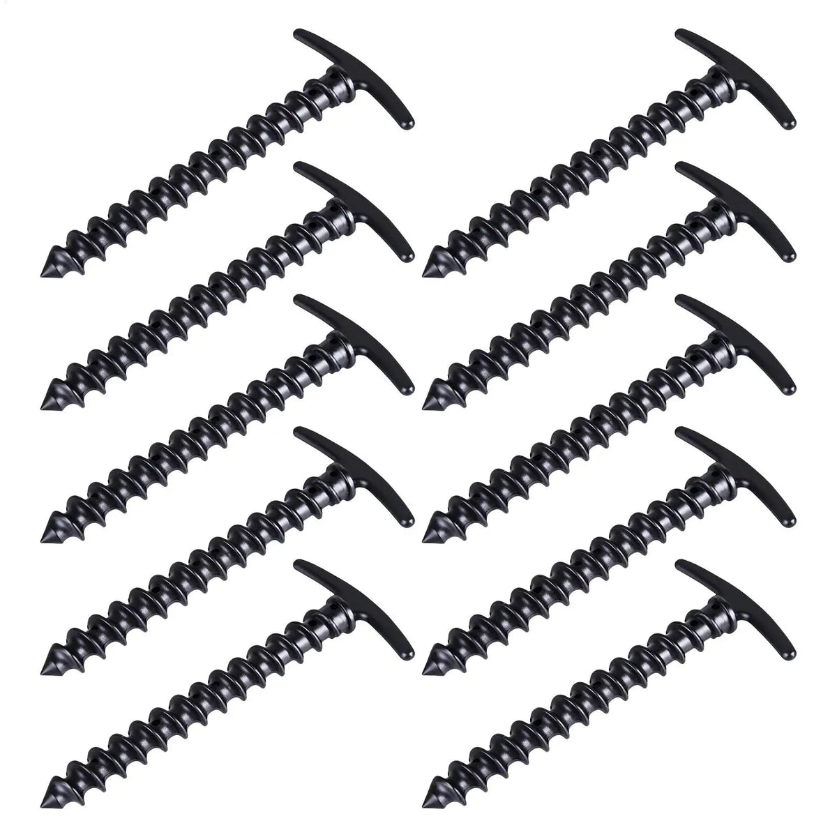 10-Pack Screw-In Tent Stakes – Windproof Camping Ground Pegs Tent Stakes PLUSH