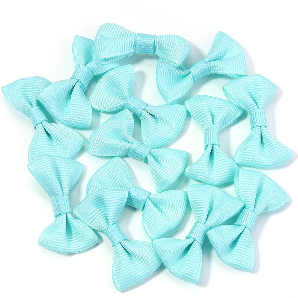 30pcs Mini Satin Ribbon Bows 2.5x4cm – Colorful DIY Craft Bows Ribbon Bows PLUSH Lake Green 2.5X4cm