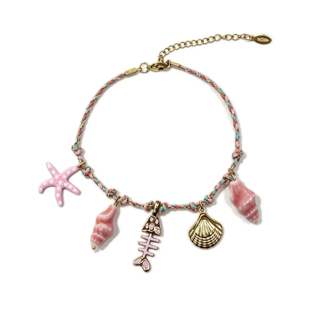 Ocean Style Stainless Steel Bracelet – Starfish Shell Charm Charm Bracelet PLUSH Style C
