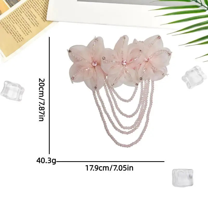 Crystal Chiffon Flower Beaded Tassel Corsage | DIY Patch Beaded Flower Corsage PLUSH A4