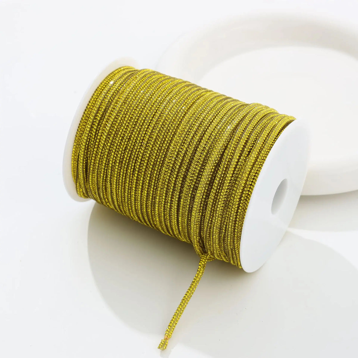 50 Yards 4mm Glass Rhinestone Rope Crystal Cord Trim – DIY Rhinestone Cord Trim PLUSH lemon yellow 4mm 50yards