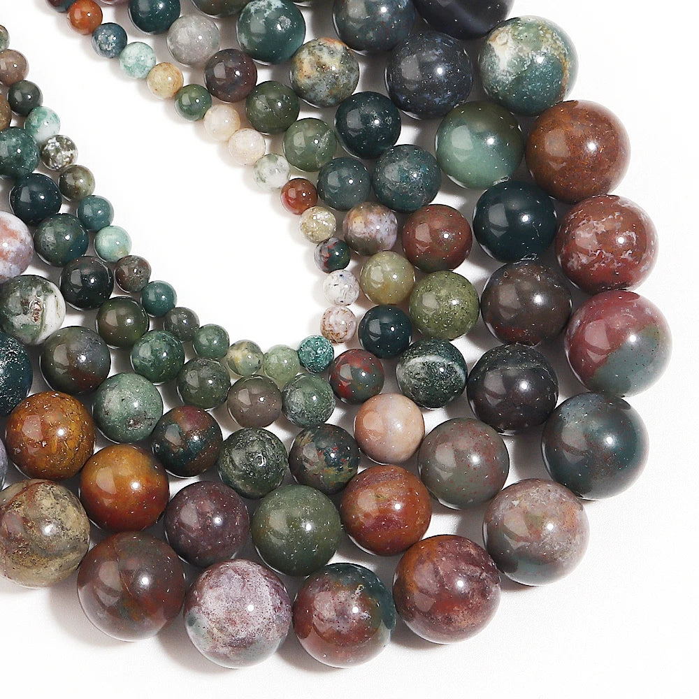 Indian Agate Round Natural Stone Spacer Beads 4–12mm DIY Natural Stone Beads PLUSH
