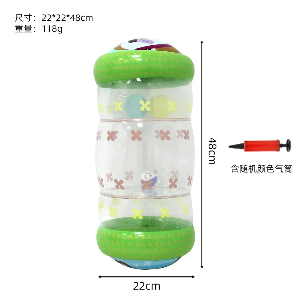 PVC Inflatable Roller Rattle Toy for Babies & Toddlers 0–3Y Inflatable Baby Toy PLUSH Roller bell and pump