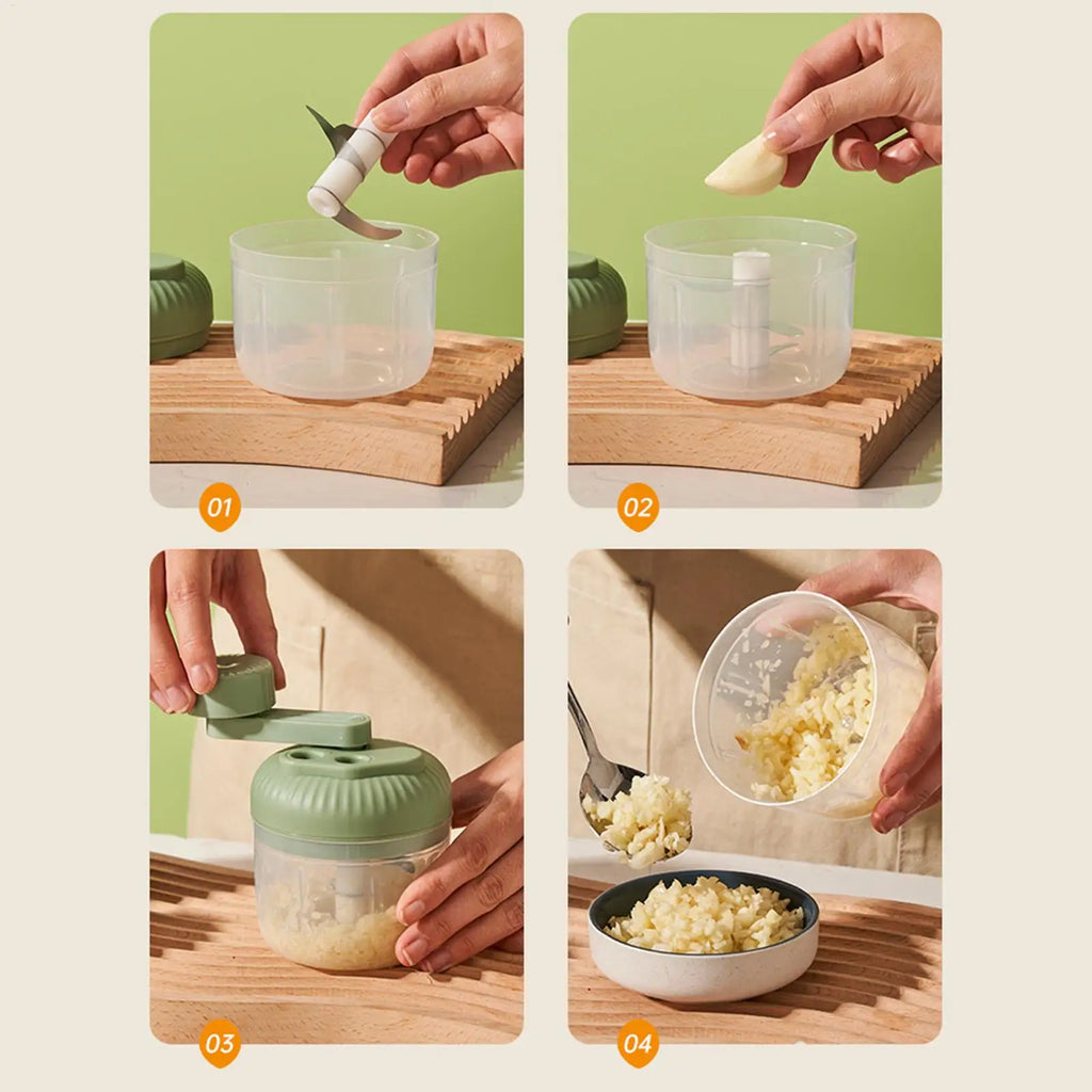 Manual Hand-Crank Vegetable Chopper & Garlic Mincer Manual Food Chopper PLUSH