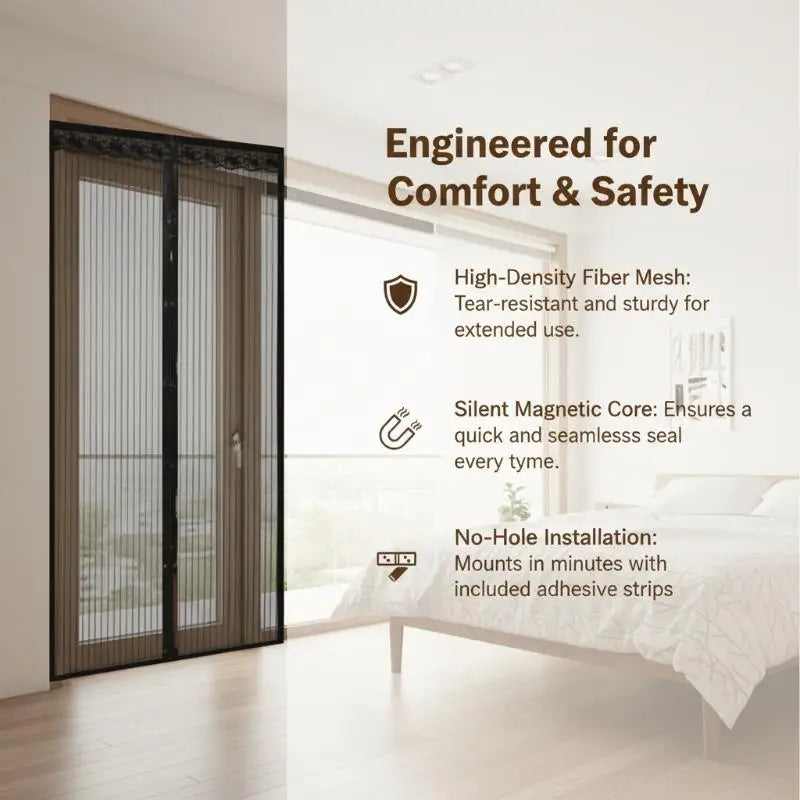 Magnetic Screen Door Mesh Curtain – Insect & Fly Net Mesh Door Screen PLUSH