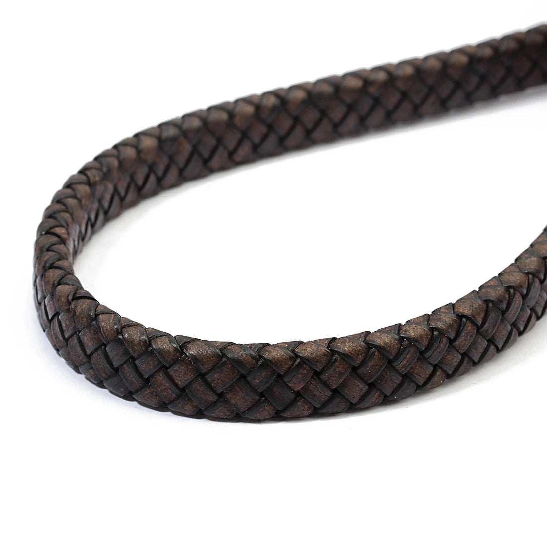Braided Flat Leather Cord 10/12mm | DIY Jewelry Making – 1m Roll Leather Jewelry Cord PLUSH Dark Brown 12mm