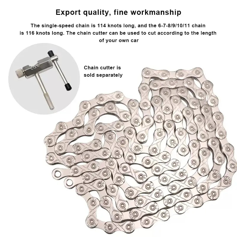 RIDERACE 116L Ultralight Bike Chain 8-12 Speed Mountain & Road Bicycle Chain PLUSH