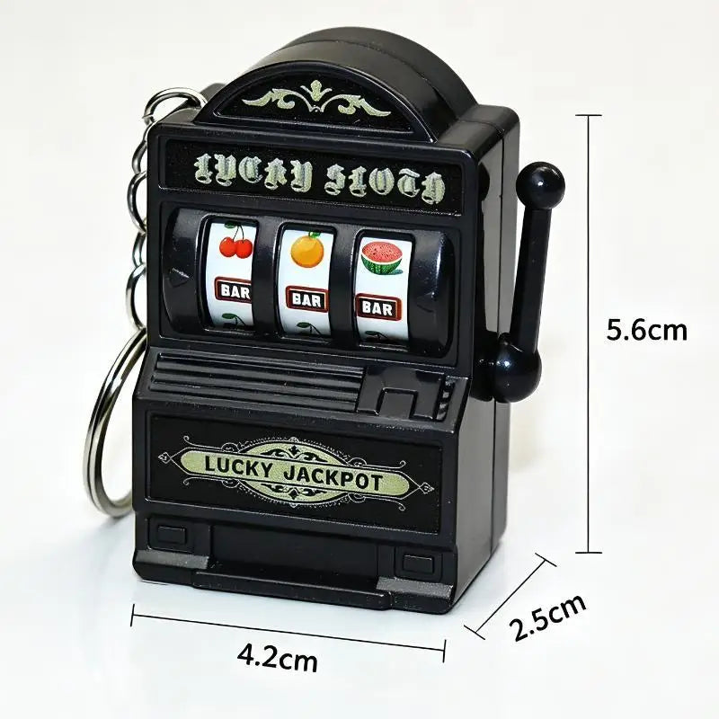 Mini Slot Machine Keychain – Lucky Jackpot Pocket Arcade Toy Novelty Keychain Toy PLUSH F