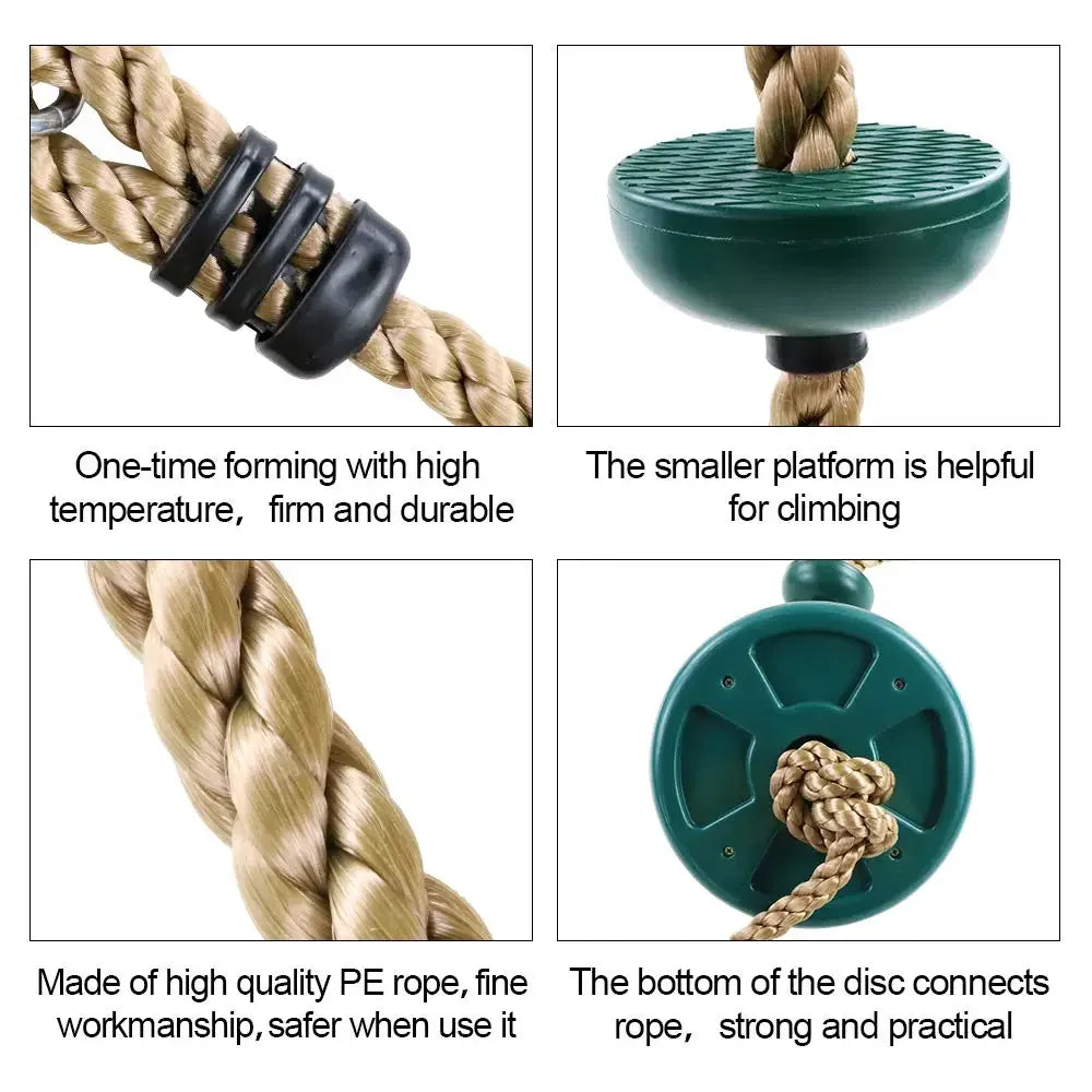Kids Climbing Rope with Platforms & Disc Swing Seat Set Kids Swing Climbing Set PLUSH