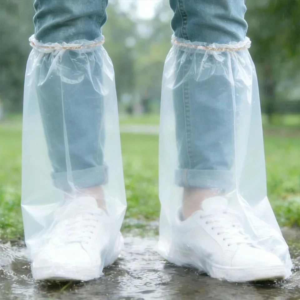 Long Disposable Waterproof Shoe Covers – Non-Slip Rain Boot Disposable Shoe Covers PLUSH