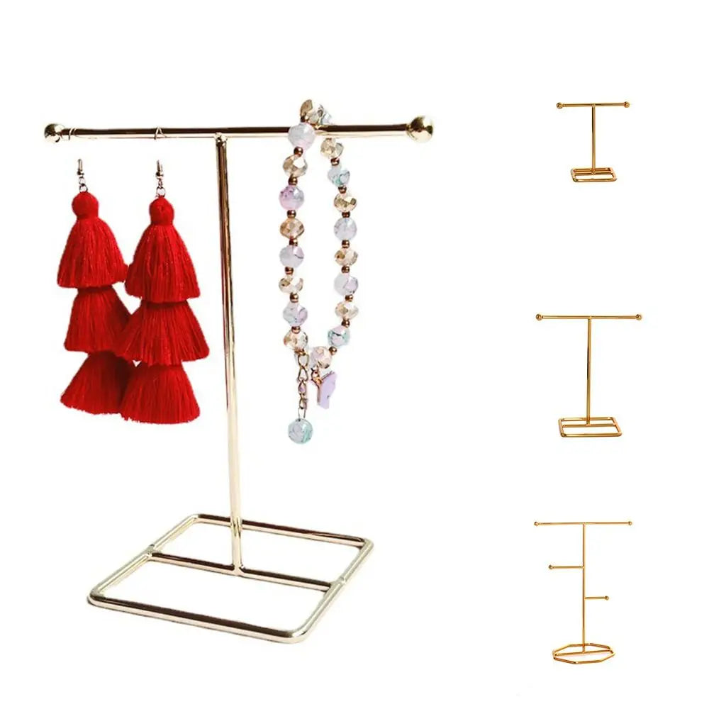 T-Shape Metal Jewelry Display Stand | Earring Organizer Rack Jewelry Display Stand PLUSH