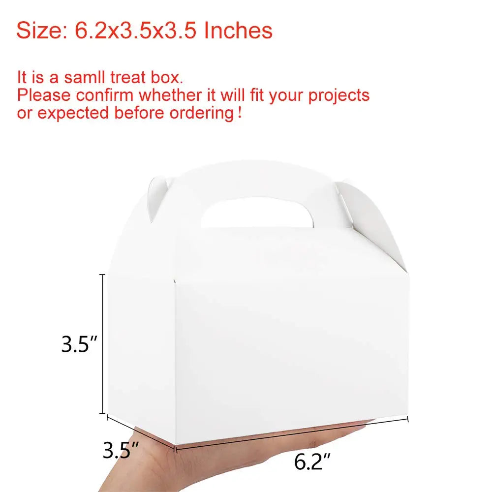 10-Pack White Gable Gift Boxes with Handles – 6.2x3.5x3.5" Gift Boxes PLUSH