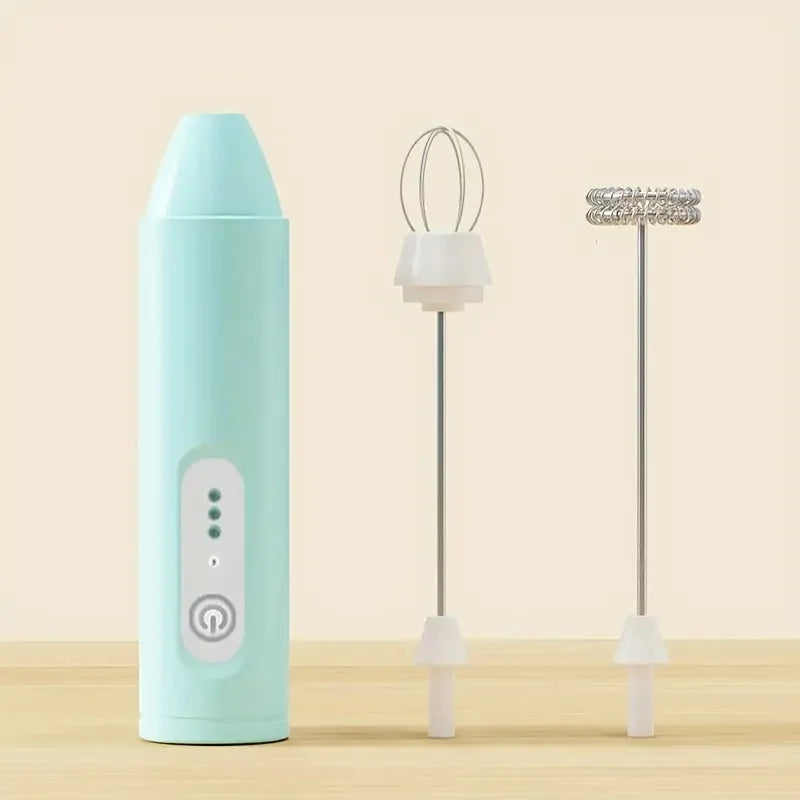 Handheld Mini Electric Milk Frother | USB Rechargeable 3 Speed Milk Frother PLUSH green